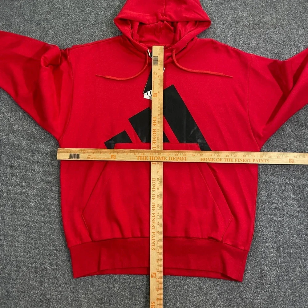 Adidas Trefoil Big Logo Sweatshirt Hoodie Adult Large Red Black  Fleece Pullover